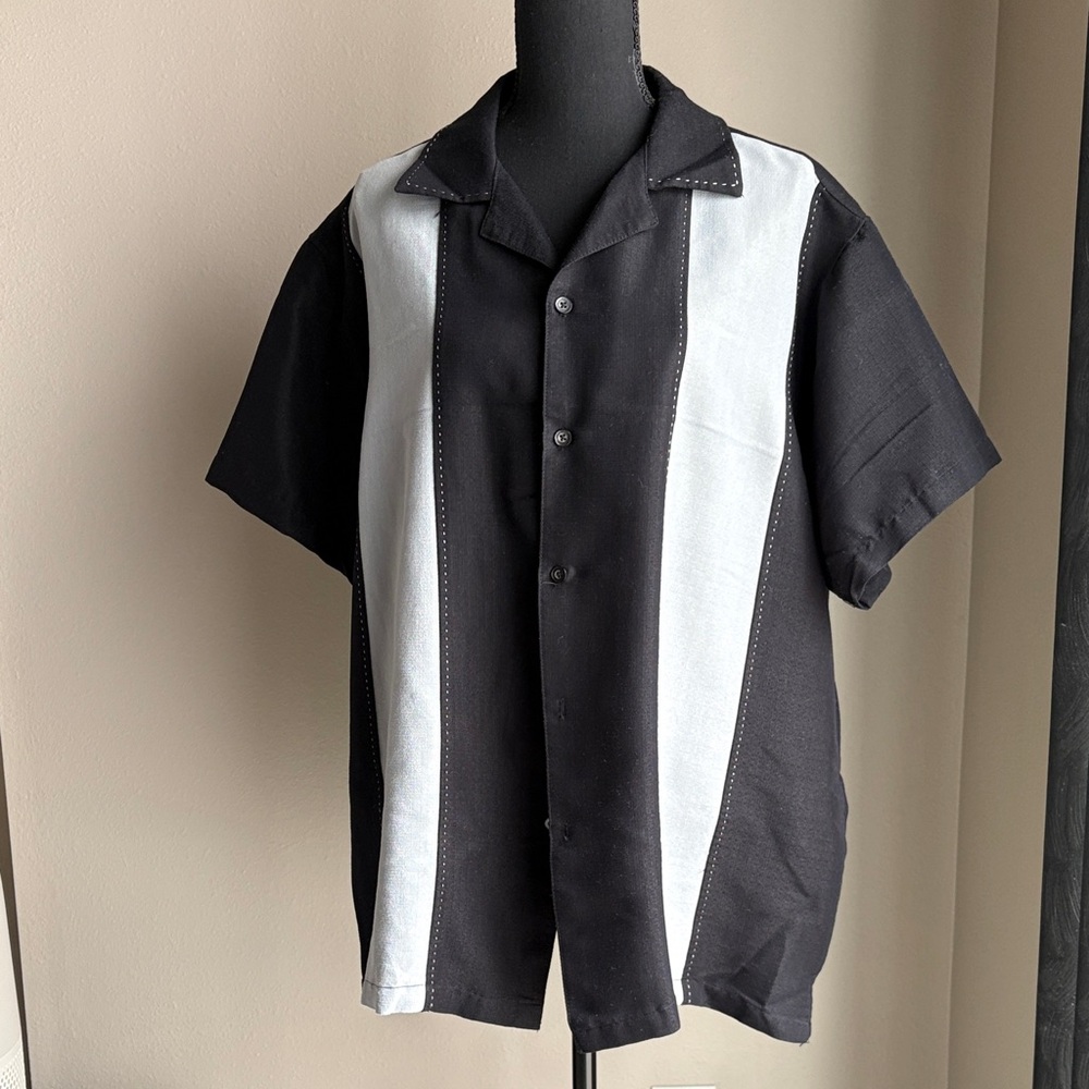 Milano Bay Black and White Casual Button Down Shirt